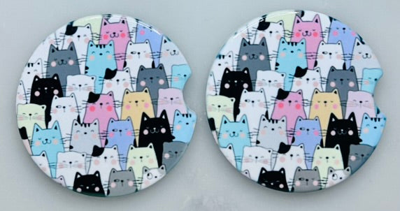 Ceramic Car Coasters (Handmade set of 2 Cup Coasters)