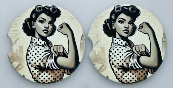 Ceramic Car Coasters (Handmade set of 2 Cup Coasters)
