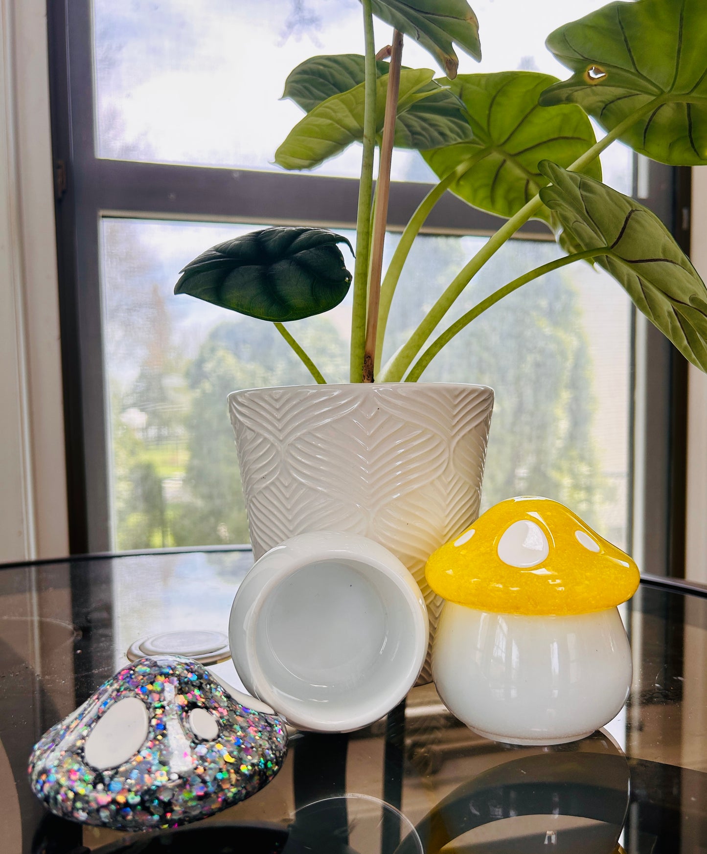 Glitter Mushroom Resin Trinket Jar