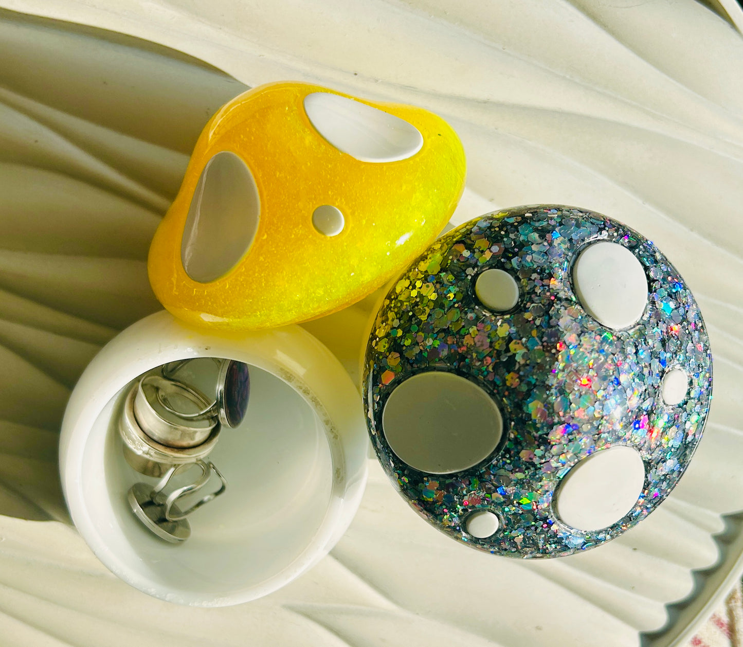 Glitter Mushroom Resin Trinket Jar