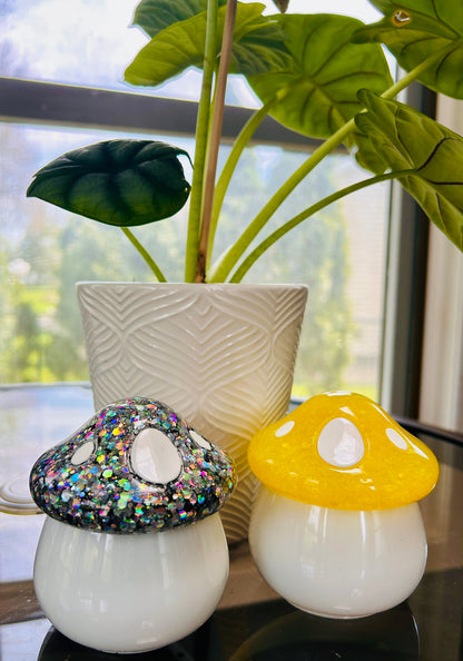 Glitter Mushroom Resin Trinket Jar