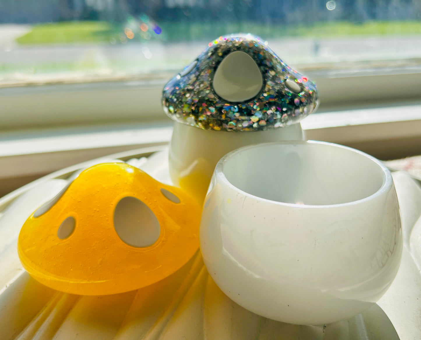 Glitter Mushroom Resin Trinket Jar
