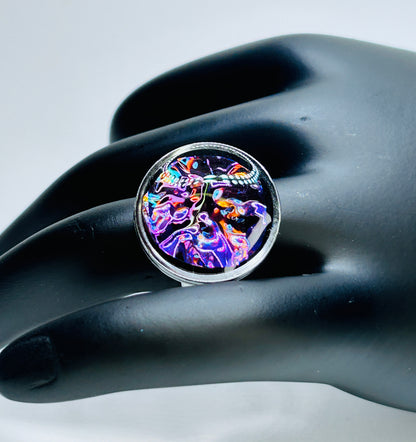 PrismShift Resin Ring – Handmade Dichroic Statement Ring