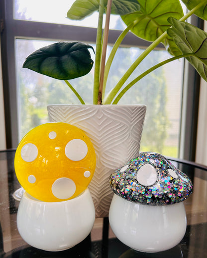 Glitter Mushroom Resin Trinket Jar