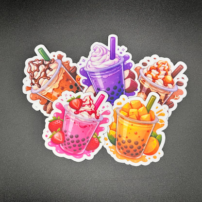 Cute Boba Stickers – Waterproof Vinyl Bubble Tea Stickers – 3” Colorful Stickers