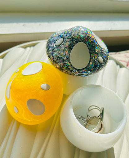 Glitter Mushroom Resin Trinket Jar