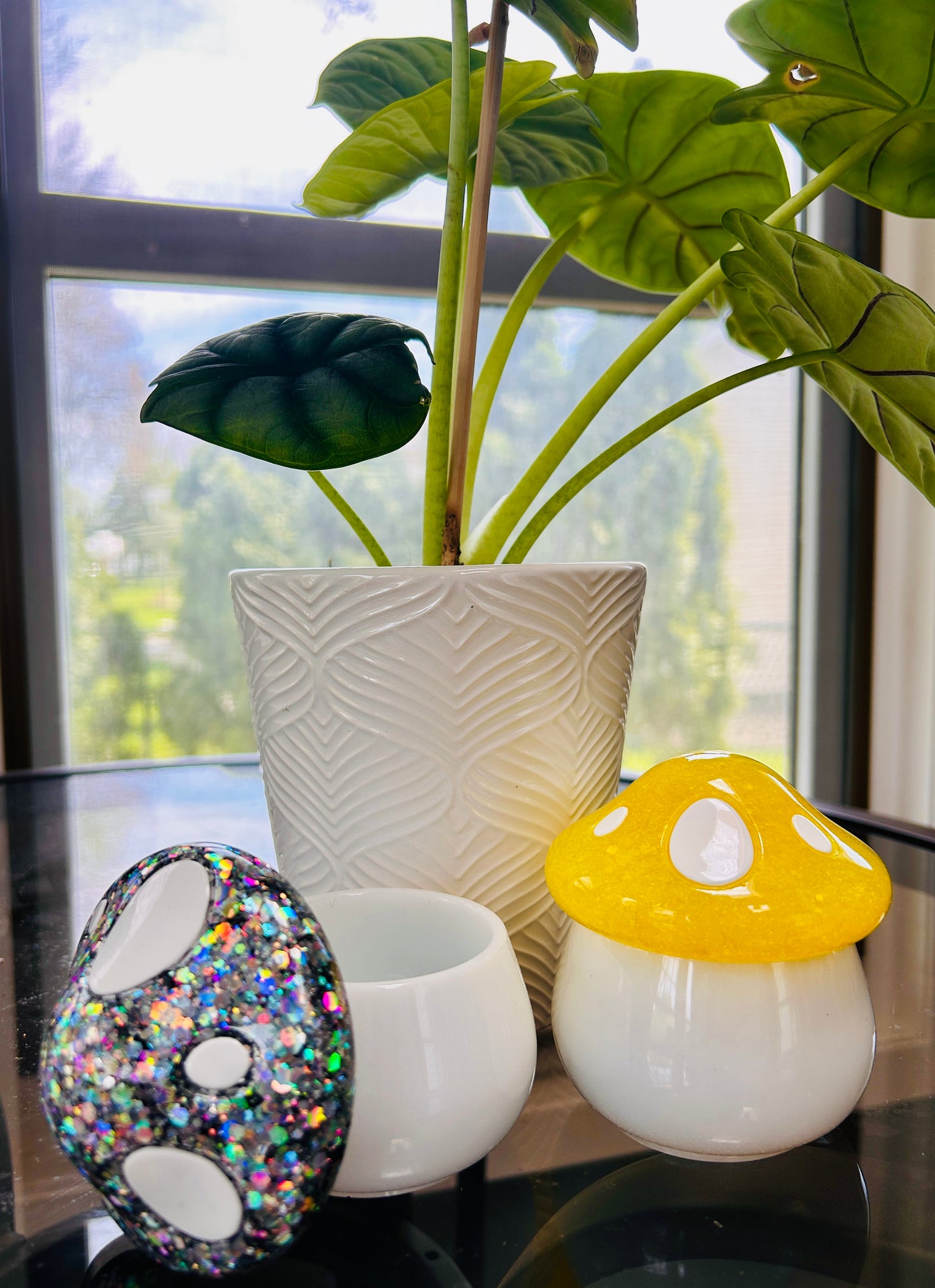 Glitter Mushroom Resin Trinket Jar