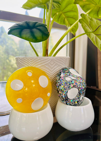 Glitter Mushroom Resin Trinket Jar