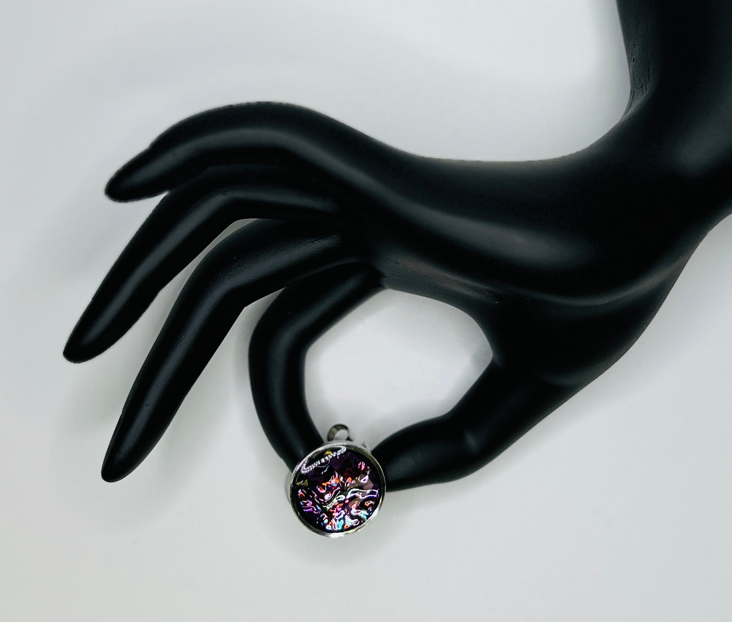 PrismShift Resin Ring – Handmade Dichroic Statement Ring