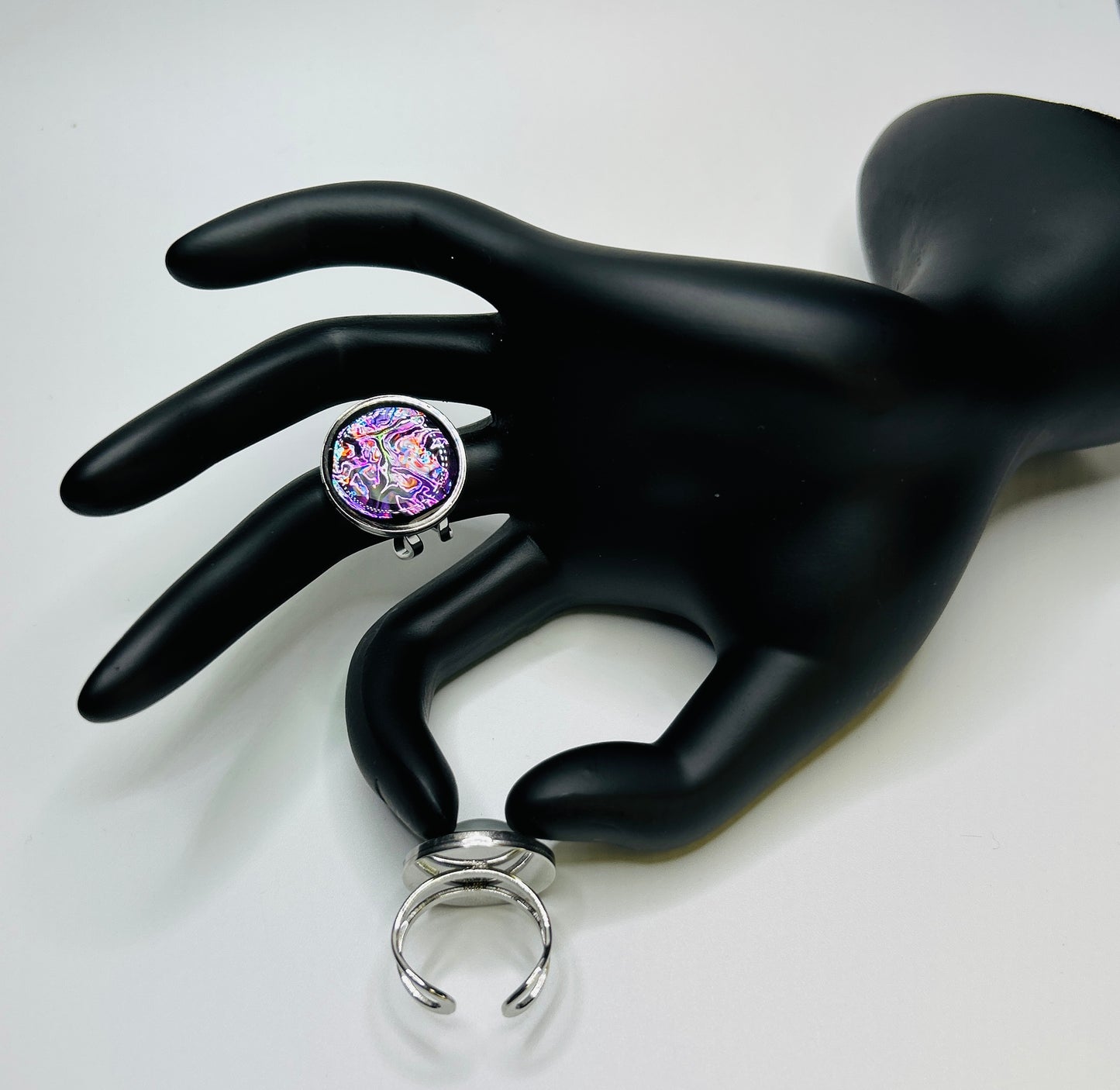 PrismShift Resin Ring – Handmade Dichroic Statement Ring