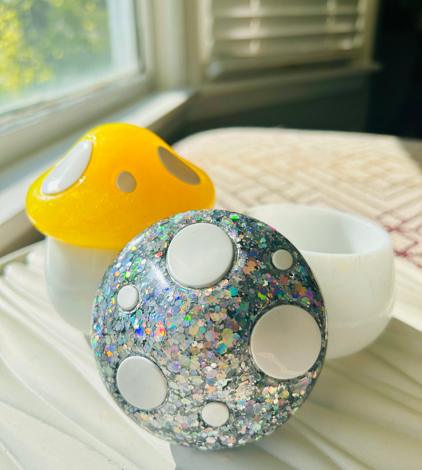 Glitter Mushroom Resin Trinket Jar