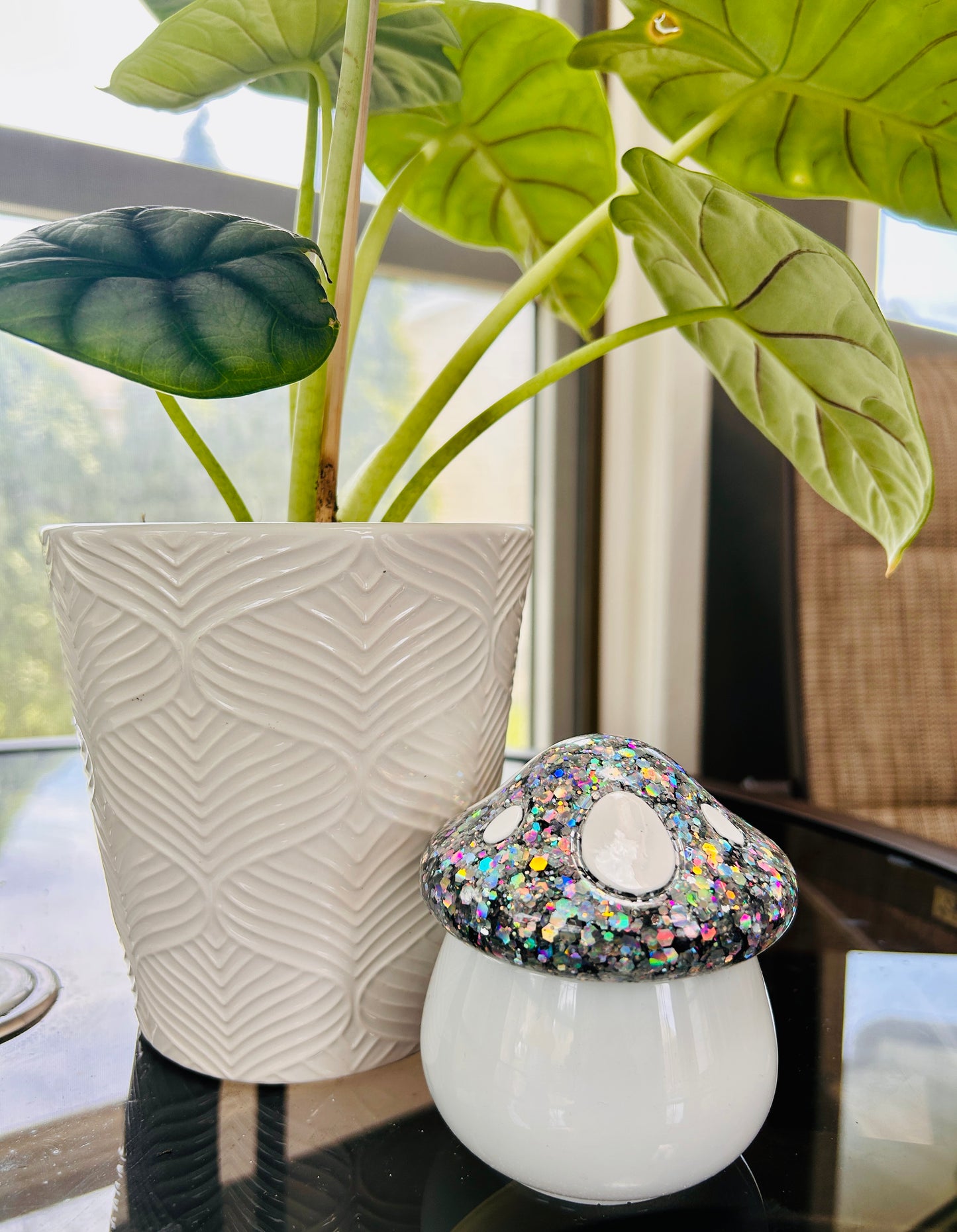 Glitter Mushroom Resin Trinket Jar