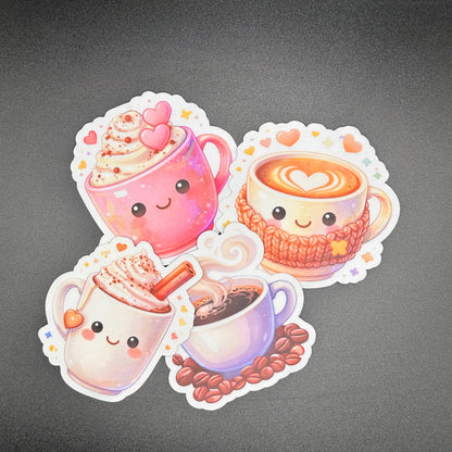Hot Coffee Cup Stickers - Waterproof 3"